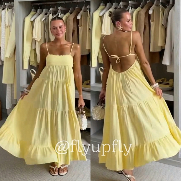 ZARA OPEN BACK MAXI DRESS YELLOW SIZE XL - Picture 2 of 11